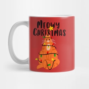 Meowy Christmas Funny Ginger Cat Mug